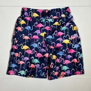 NWOT Spicy Tuna Toddler Boys Navy Flamingo Swim Trunks Size 3T